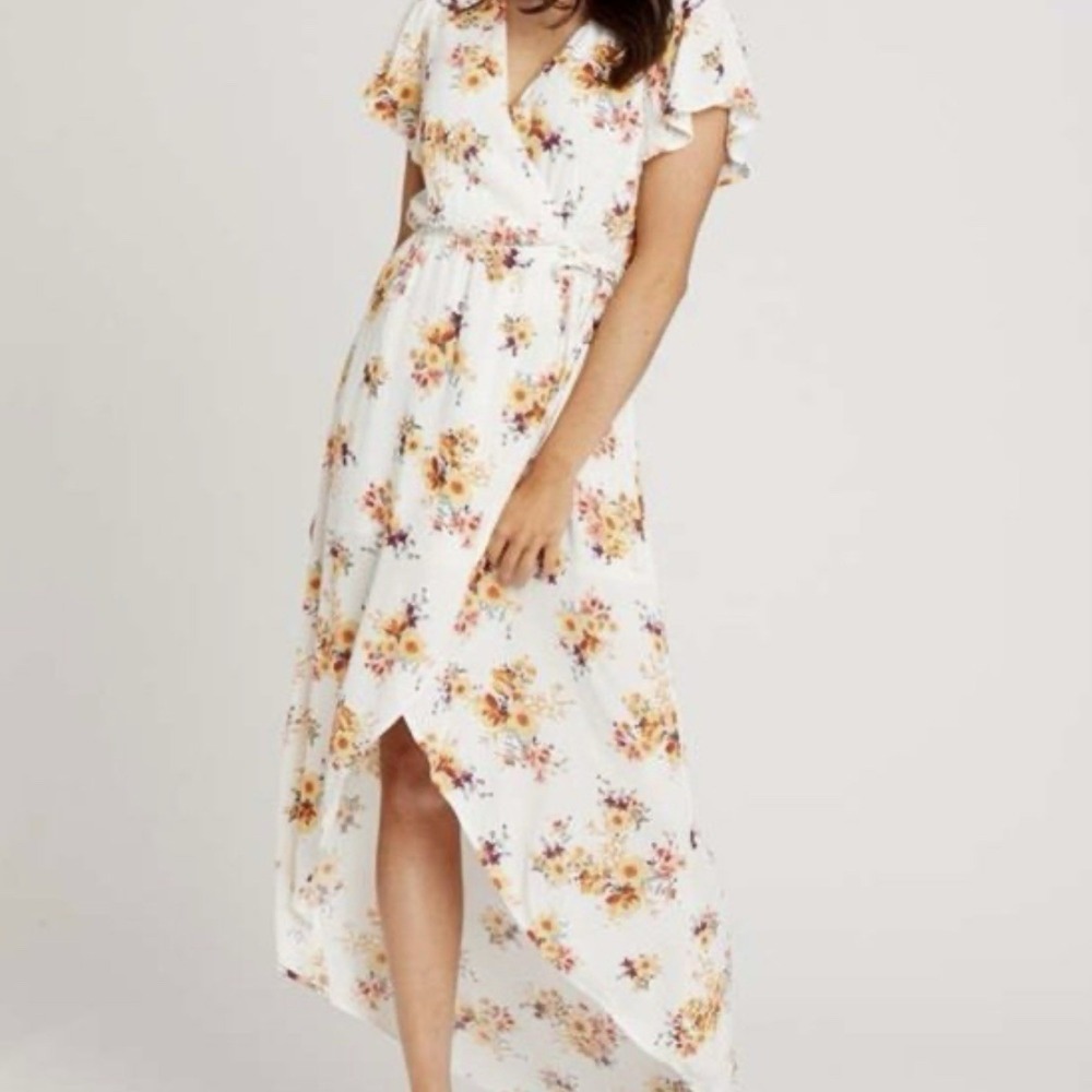 Altar'd State Delphine High Low Dress Large Flowy Faux Wrap Dress Floral